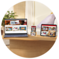 Laptop, Smartphone und Tablet zeigen die CEWE Fotowelt Webseite.