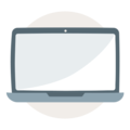 Grafik eines offenen Laptops auf beigem Hintergrund