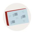 Ein stilisierter CEWE Kalender zeigt die Zahlen 10, 12, 20 und 24 in verschiedenen Kästchen.